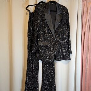 Express Sequin Peak Lapel Blazer and Matching Pants